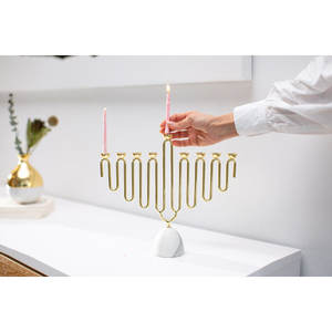 Seven Arms Metal Candle <b>Gold</b> Candle Holder Antique Brass Menorah Judaism Religious Rituals Hanukkah Multibranched <b>Candelabra</b> - Product Image 3