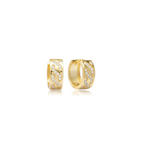 Boucles d'oreilles créoles turques en argent sterling 925 avec pierres ONR2014 - Product Image 1