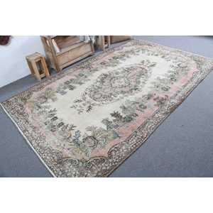 Vintage Large Rug, 5.7x9.5 ft Turkish Rug, <b>Brown</b> <b>Wool</b> Rug - Product Image 2
