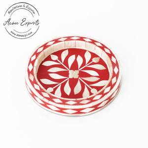 Plateau rond élégant en incrustation noir et blanc pour bijoux ou décoration Conception artisanale Améliore le style de vanité et de table - Product Image 4