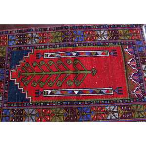 Turkish Rug, 2.6x3.9 ft Small Rug, <b>Red</b> Floral <b>Wool</b> Vintage Rug - Product Image 4