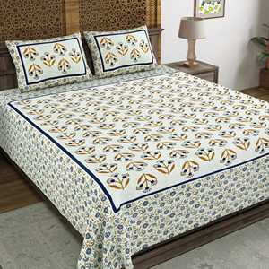 <b>King</b> <b>Size</b> Pure Cotton Hand Block Print Bedsheet Design 36-Disposable Fitted Bed Sheet for Hospital Use Queen Twin Available - Product Image 2