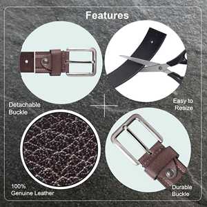 Cinturón de cuero de piel de grano superior informal para hombre sólido - Product Image 6