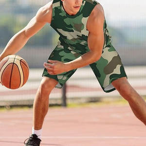 ชุดบาสเก็ตบอลสำหรับผู้ใหญ่เซตเสื้อบาสเก็ตบอลแห้งเร็วชุดขนาดใหญ่พิเศษระบายอากาศแขนกุดป้องกันแบคทีเรียแบบกลับด้านได้ขายส่ง - Product Image 5