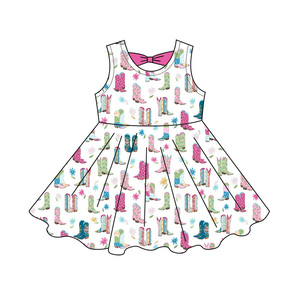 Preorder Little Baby Girls Sleeveless Back Bow Western <strong>Rodeo</strong> Twirl Floral Summer Children Soft Stretchy Knee Length <strong>Dresses</strong> - Product Image 6