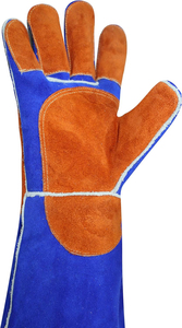 Gants de soudage en cuir de vache à manchette longue robuste Renforts de paume résistants à la chaleur Gants de soudeur Gants de travail de sécurité industrielle - Product Image 4