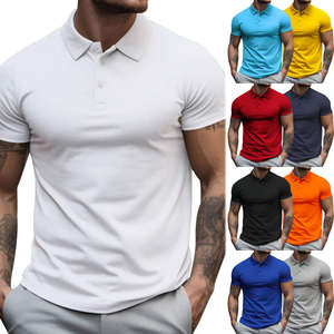 Impresión de pantalla personalizada en blanco de manga corta de secado rápido 95% poliéster 5% Spandex Golf gimnasio músculo Slim Fit entrenamiento polos para hombres - Product Image 1