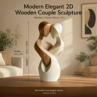Sculpture de couple en bois 2D moderne et élégante, art abstrait minimaliste pour amoureux, décoration d'espace |   Figurine de couple en bois d'ingénierie, cadeau