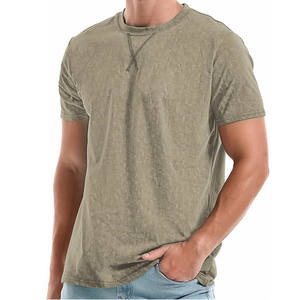 Camisetas de algodón de cuello redondo para hombre, camiseta lisa con estampado de peso pesado, camiseta personalizada con texto y logotipo para hombre - Product Image 1