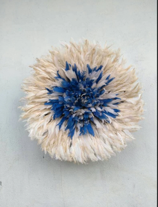 Chapeau Juju Bohème Fait Main, Décoration Artistique Rustique, Plume de Bambou Suspendue, Accent Mural Rond Blanc pour Salon - Product Image 3