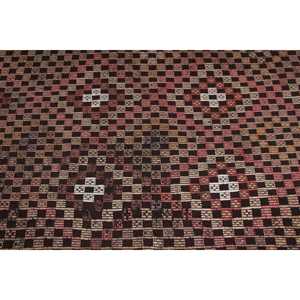 Tapis turc vintage 3,4x9,7 pi (105x296 cm), tapis Kilim marron rouge à motifs floraux - Product Image 4