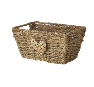 Panier de rangement rectangulaire en jonc de mer tressé à la main, style vintage, du Vietnam, idéal pour les vêtements – Meilleur prix - Product Image 1