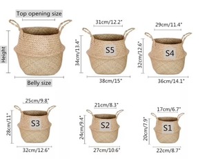 Venta al por mayor de cestas de plantas naturales de alta calidad de almacenamiento tejido Seagrass vientre cesta con asa del fabricante vietnamita - Product Image 2