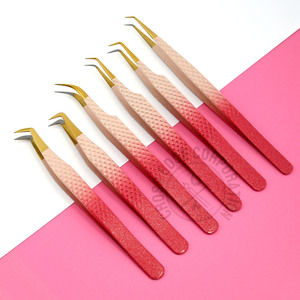 Outil de pose de cils en acier inoxydable léger, antidérapant, avec embout de préhension en fibre pour extensions de cils, idéal pour les bouquets de volume, avec étiquette personnalisée premium - Product Image 1