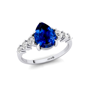 Reliquia calidad 18Kt oro sólido clásico mujer racimo nupcial anillo diseño único Azul zafiro piedra preciosa para fiesta de boda - Product Image 3