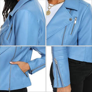Chaqueta de cuero de mujer de diseño OEM personalizado de MOQ bajo para la venta Precio razonable Chaqueta de cuero de mujer de secado rápido - Product Image 5