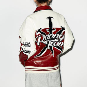 Chaqueta de carreras Nascar de cuero con parche bordado de motocicleta retro personalizada nueva de alta calidad OEM al por mayor para hombre - Product Image 5