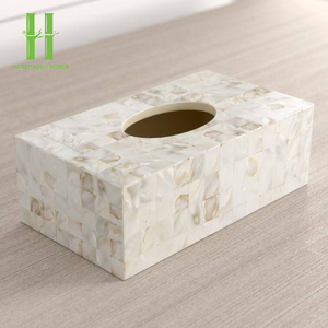 Produit de haute qualité en gros de nacre et incrustation de résine boîte à mouchoirs vadrouille résine porte-mouchoirs OEM fabriqué au Vietnam - Product Image 2