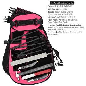 Kit de Herramientas de Herrador con Delantal Protector Rosa, Correas para Piernas, Cortaúñas para Cascos, Extractor de Clavos, Martillo, Lazo y Lima de Acabado - Product Image 2