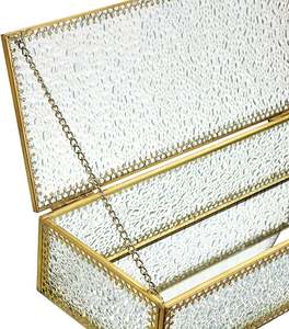 กล่องเก็บเครื่องประดับทรงสี่เหลี่ยมสไตล์นอร์ดิกที่ทันสมัยดีไซน์กระจกตอกขอบทองเหลืองตกแต่งบ้านสำนักงานงานฝีมือ - Product Image 4