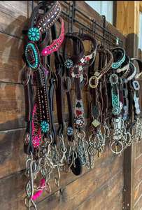 Cabecera occidental hecha a mano de cuero/nailon, brida elegante y fuerte para montar en senderos de la India - Product Image 6