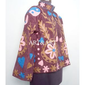Floral Embroidery Button Cotrise Quilted Jacket Cotton Lining Handmade Winter Autumn Quick Dry Breathable Eco-Friendly Party - Product Image 4
