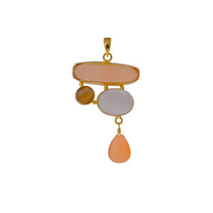 Colgante de piedras preciosas de ojo de gato Multicolor, diseño abstracto, latón hecho a mano de moda con chapado en oro de 18 quilates, El Joyero para regalos de fiestas - Product Image 1