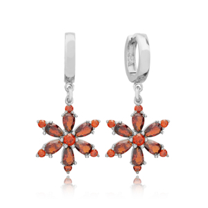 Chic flor encanto granate piedra colgante pendientes gota piedra turca venta al por mayor 925 joyería de plata esterlina - Product Image 3