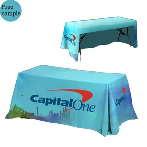 6ft Table Cover 3 Sided Open Back Branded Logo Customizable Table Banner for Exhibition