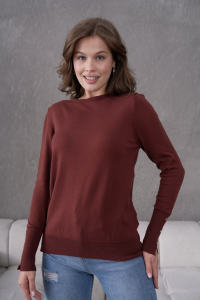 Femmes col rond manches longues haute qualité confortable et élégant haut tricot pull automne hiver vêtements fabricants - Product Image 4