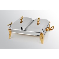 Serveur de buffet en acier inoxydable pour chauffe-plats, chauffe-plats avec plateau à couvercle-parfait pour la restauration et les fêtes