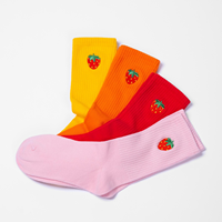 Logo personnalisé, broderie de fraises de dessin animé, coton, col rond, respirant, séchage rapide, écologique, tricot décontracté, homme femme, usage quotidien