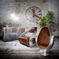 Table console en aluminium de style aviateur rétro industriel de luxe avec chaise de bureau vintage pour la maison