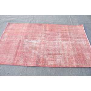 Vintage Rug, 3.6x6.4 ft Turkish Rug, <b>Red</b> Floral <b>Wool</b> Rug - Product Image 4