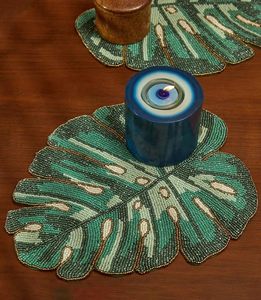 Handmade Multicolor Beaded <b>Table</b> <b>Mat</b> Beautiful Leaf Design Green Decorative Wedding Party <b>Mats</b> & Pads Decorative <b>Table</b> Coverings - Product Image 5