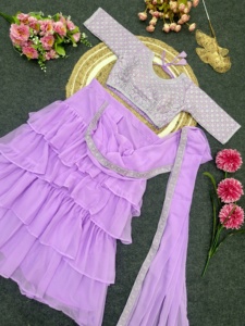 ส่าหรีพร้อมสวมใส่เสื้อเบลาส์สำเร็จรูปสำหรับฤดูร้อนคอลเลกชัน1นาทีใน3สี - Product Image 6