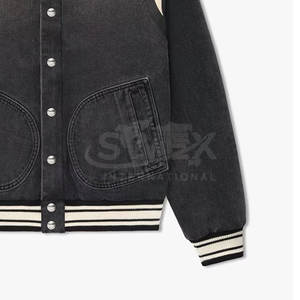 Veste d'hiver en jean de style universitaire en gros, service OEM, nouveau design, personnalisez votre propre veste d'hiver en jean de style universitaire - Product Image 5