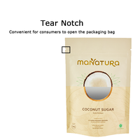 Sachet d'emballage Doypack 250g 8oz 0.5lb 200 microns en PET/Papier/VMPET/PE, coloris Or, Marron, Jaune, Vert, Blanc, avec fenêtre et fermeture éclair, pour sucre