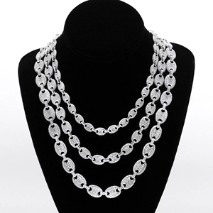 Hip Hop 925 <b>Silver</b> 14K Gold Plated Round Brilliant Cut <b>Tennis</b> Chain <b>Necklace</b> with Diamond for Men Women - Product Image 1