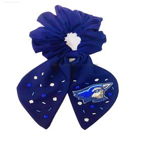 Customized Fashion Elegant Beaded <b>Scrunchies</b> <b>Hair</b> Accessory Indian Hand Embroidery Cotton Fabric Handcrafted Game Day accessory - Product Image 2