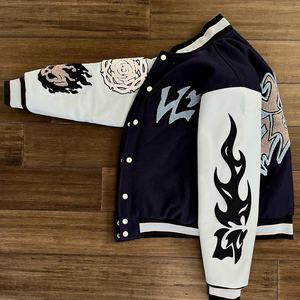 Wholesale Custom Cotton Button up Mens <b>Jackets</b> for Winter Mens Plus Size Custom Baseball Varsity <b>Jackets</b> Men - Product Image 3