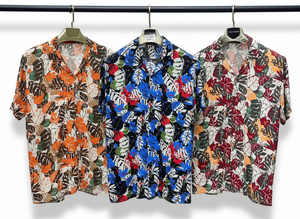 Camisa Moderna de Manga Corta para Hombre con Estampado Floral, Corte Holgado, Tela Satinada, Diseño Elegante de Verano, Ropa Casual, Atuendo para Vacaciones - Product Image 3