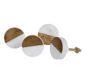 Artisan Craft Polished Nautical <b>White</b> Marble <b>Door</b> <b>Knobs</b> Brass Accented Eco-Friendly Souvenir Durable Luxury Cabinet Hardware - Product Image 5
