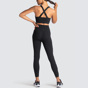 Conjunto de Yoga sin costuras de secado rápido para mujer, Reversible Sujetador deportivo, mallas, camisetas deportivas transpirables, pantalones, patrón sólido XS - Product Image 5