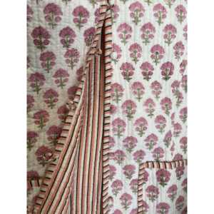 Reversible <b>Quilted</b> Cotton <b>Jacket</b> for Ladies Pink Posy Leopard <b>Pattern</b> Varsity Boho Styles Button Custom Short for Autumn Spring - Product Image 1