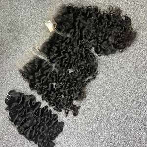 100% Burmese <b>Curly</b> Human Hair <b>Extensions</b> with Closure Raw Hair - Product Image 4