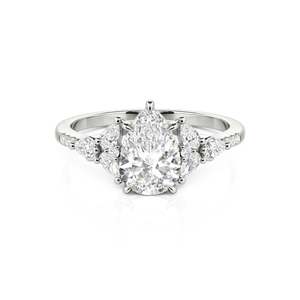 Bague de fiançailles Jeulia personnalisée en argent sterling plaqué rhodium avec grappe de moissanite florale violette - Product Image 1
