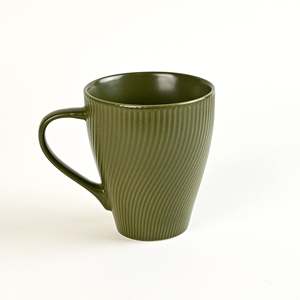 Juego de Tazas de Café de Porcelana Fina Verde Fern de 14 oz, Diseño Minimalista de Lujo con 2 Rayas, Apto para Lavavajillas y Microondas, Regalo para el Día del Padre o el Día del Retiro - Product Image 4