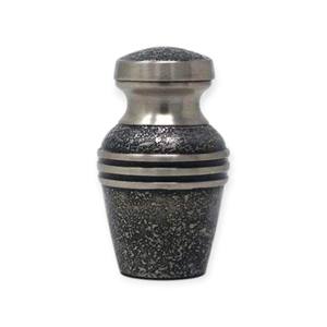 Decorative Blue and Silver Metal Keepsake Urn with <b>Textured</b> Center Band and Floral Etching Design - Product Image 3