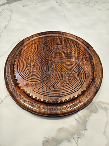 Panier/plateau de fruits secs faits à la main en bois à trois sections pliable décoratif idéal pour les noix ou toute collation - Product Image 3